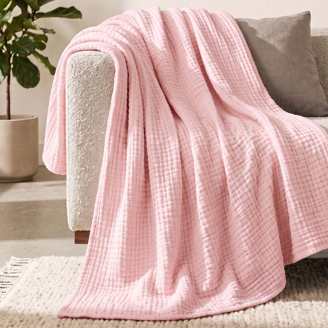 Cotton Muslin Blanket | Breathable Six-Layer Gauze Throw