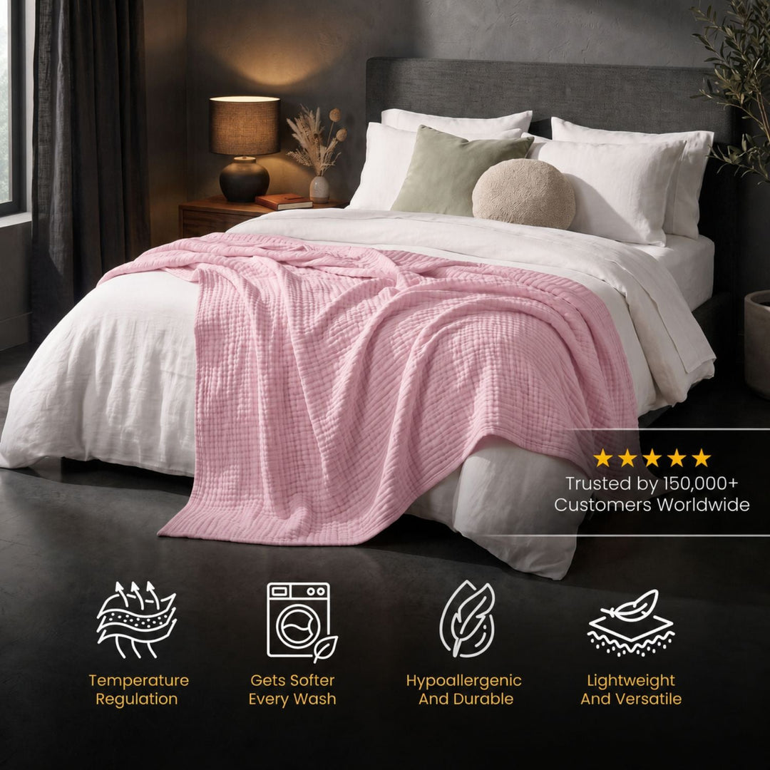 Cotton Muslin Blanket | Breathable Six-Layer Gauze Throw