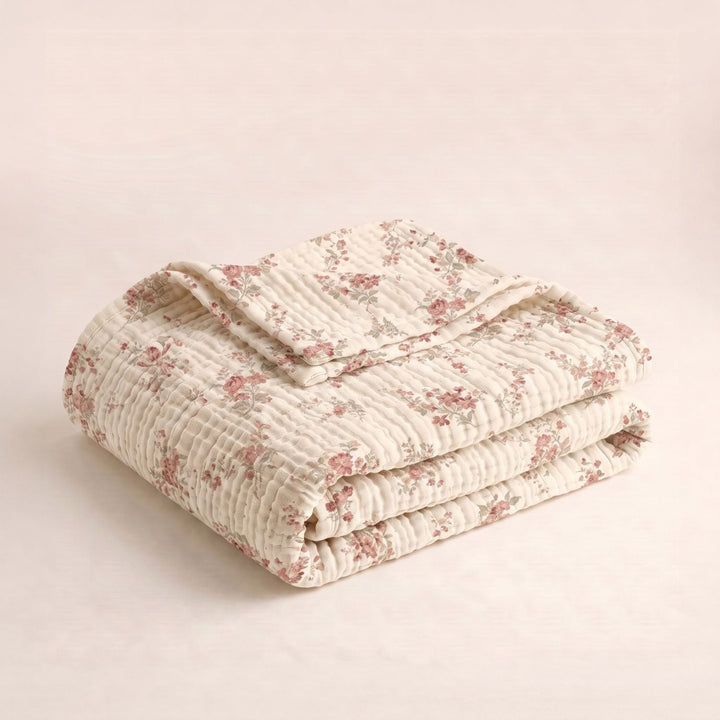 Cotton Muslin Blanket in Heirloom Rose