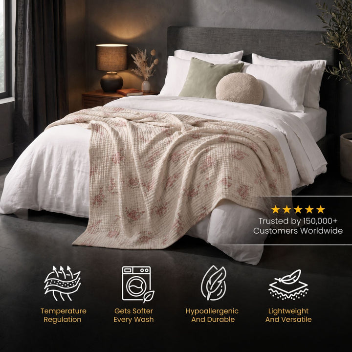 Cotton Muslin Blanket | Breathable Six-Layer Gauze Throw