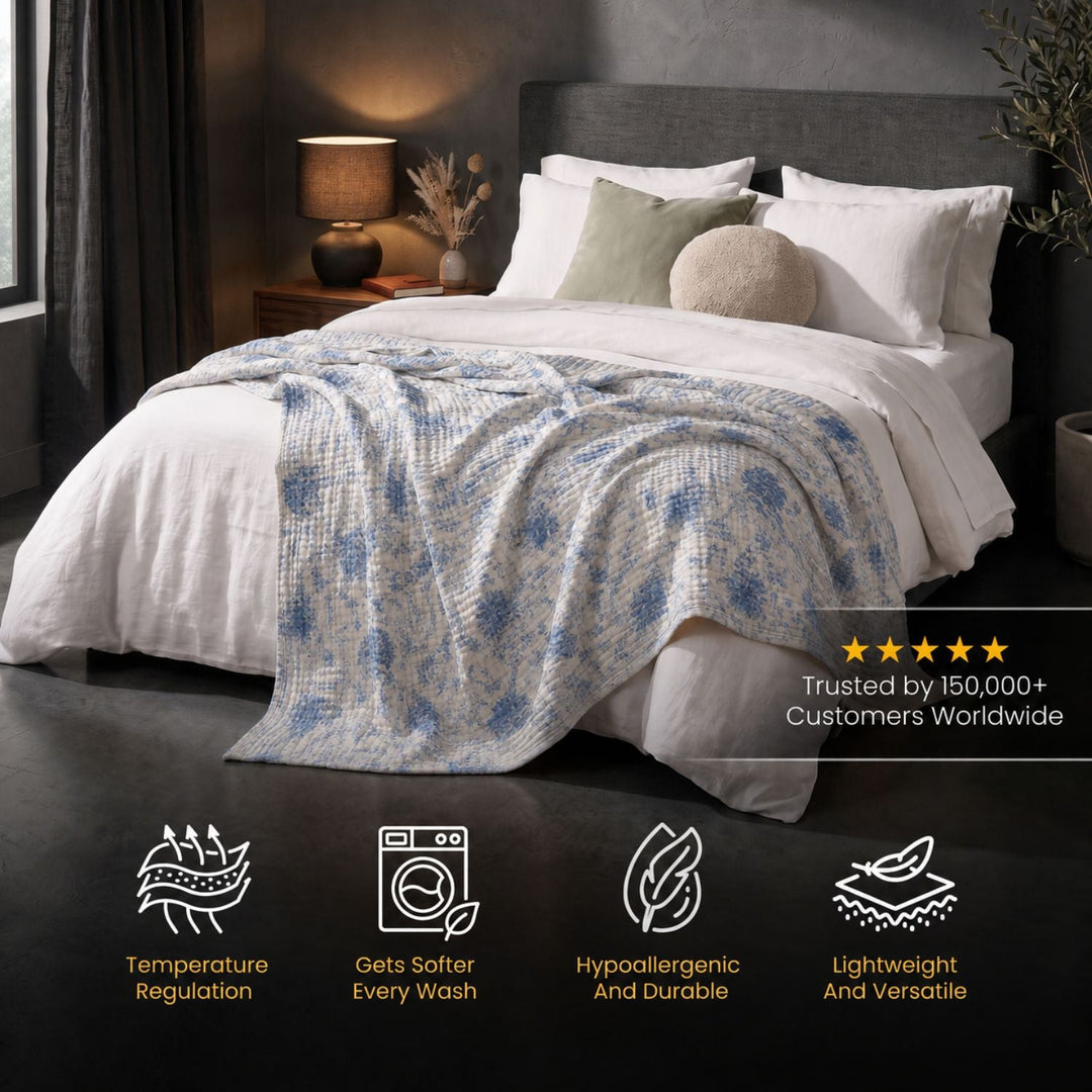 Cotton Muslin Blanket | Breathable Six-Layer Gauze Throw