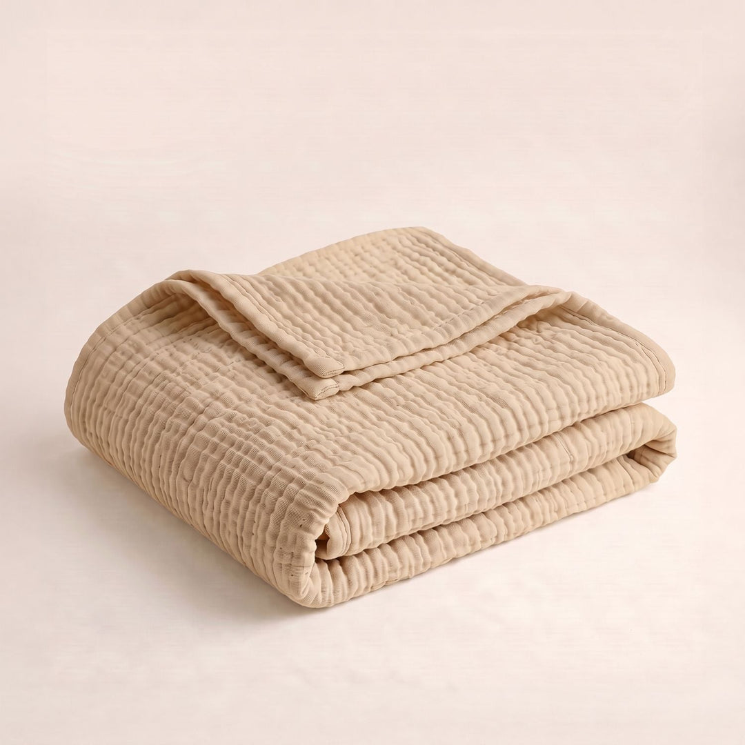Cotton Muslin Blanket in Khaki