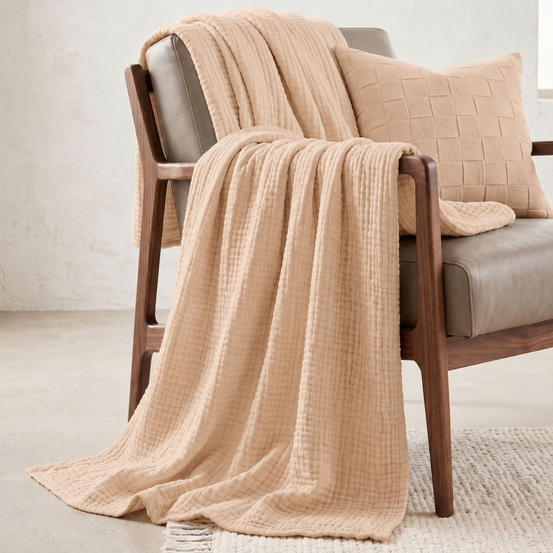 Cotton Muslin Blanket | Breathable Six-Layer Gauze Throw