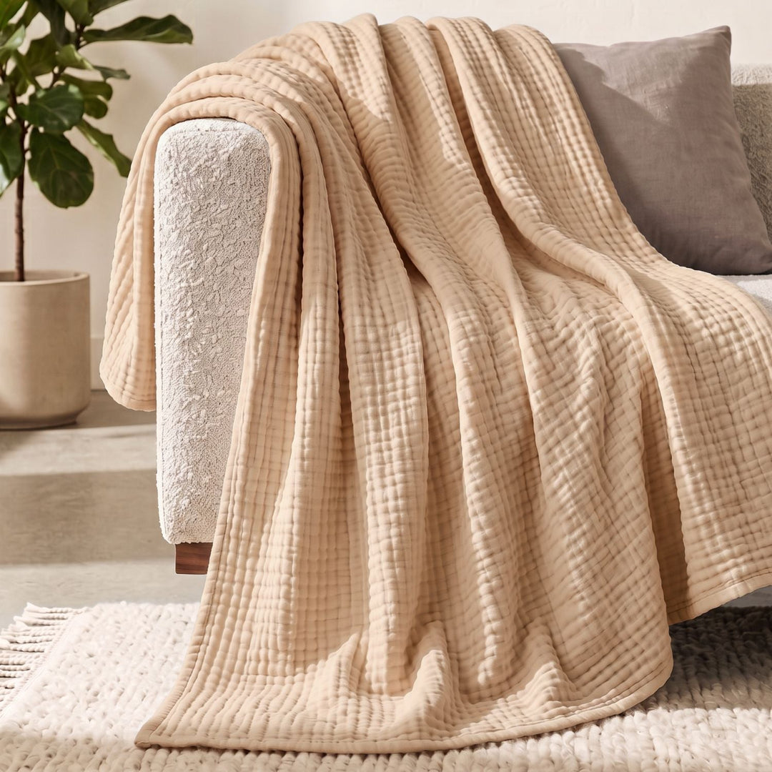 Cotton Muslin Blanket | Breathable Six-Layer Gauze Throw