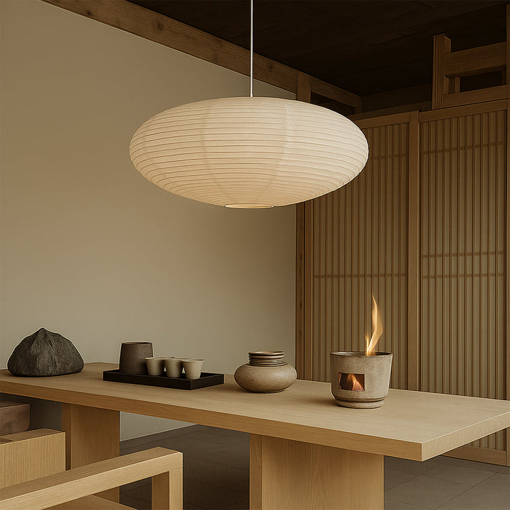 Cotton Paper Pendant Light | Japanese Wabi-Sabi Dining Pendant