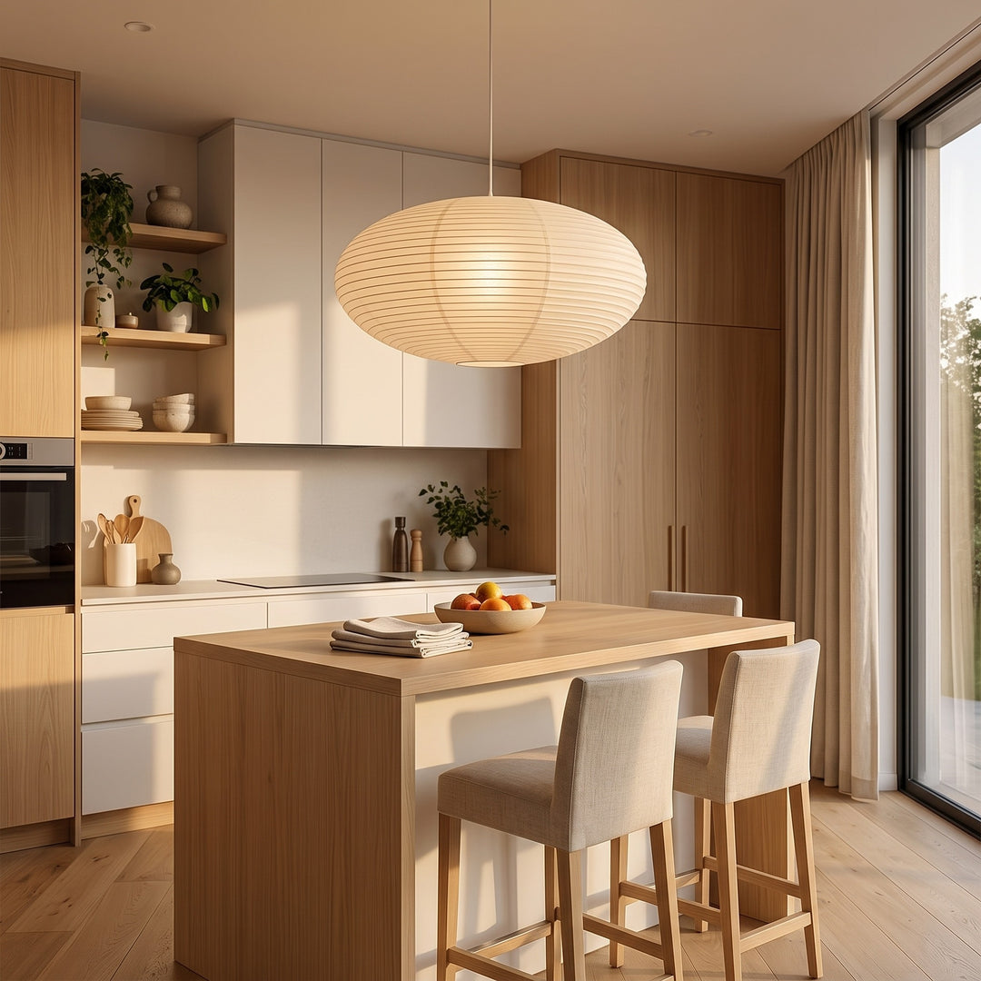 Cotton Paper Pendant Light styled in a home interior