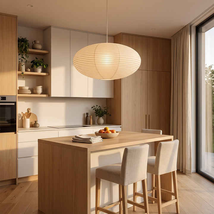 Cotton Paper Pendant Light styled in a home interior