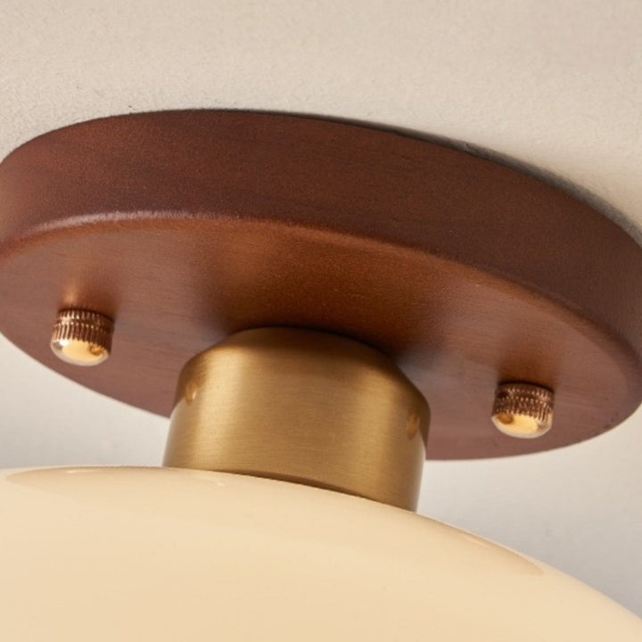 Cream Glass Flush Ceiling Light | Bauhaus Style Hallway Ceiling Light