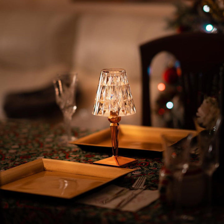 Crystal-Effect Table Lamp | Cordless Faceted Prism Glow Lamp