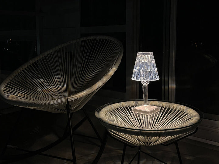 Crystal-Effect Table Lamp | Cordless Faceted Prism Glow Lamp