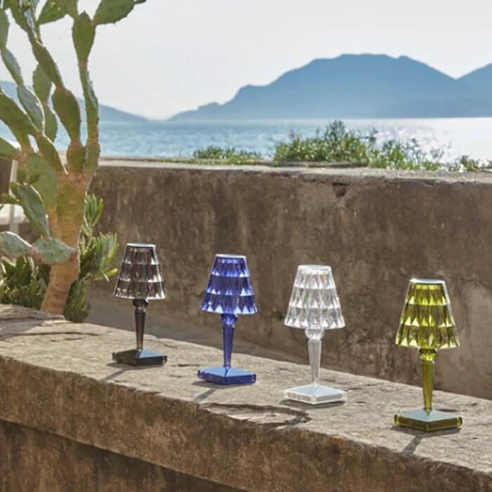 Crystal-Effect Table Lamp | Cordless Faceted Prism Glow Lamp