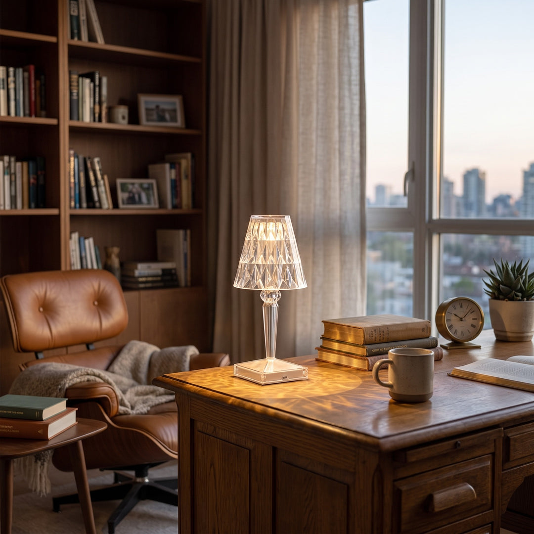 Crystal-Effect Table Lamp styled in a home interior