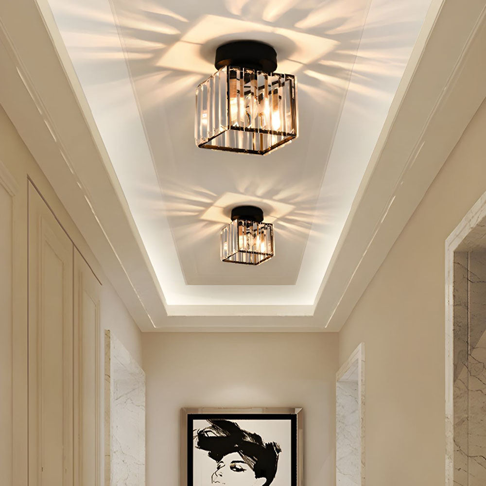 Crystal Flush Ceiling Light in Black