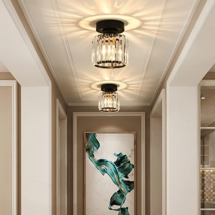 Crystal Flush Ceiling Light in Black