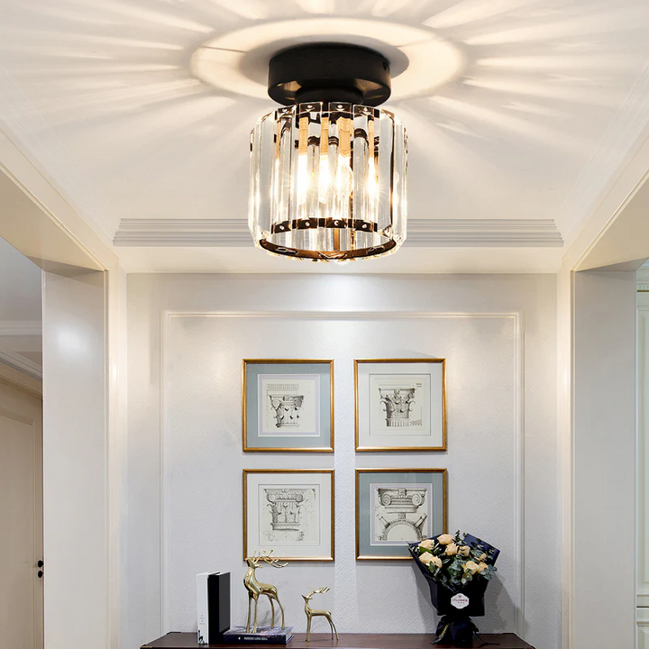 Crystal Flush Ceiling Light | Modern Square or Round Hallway Light