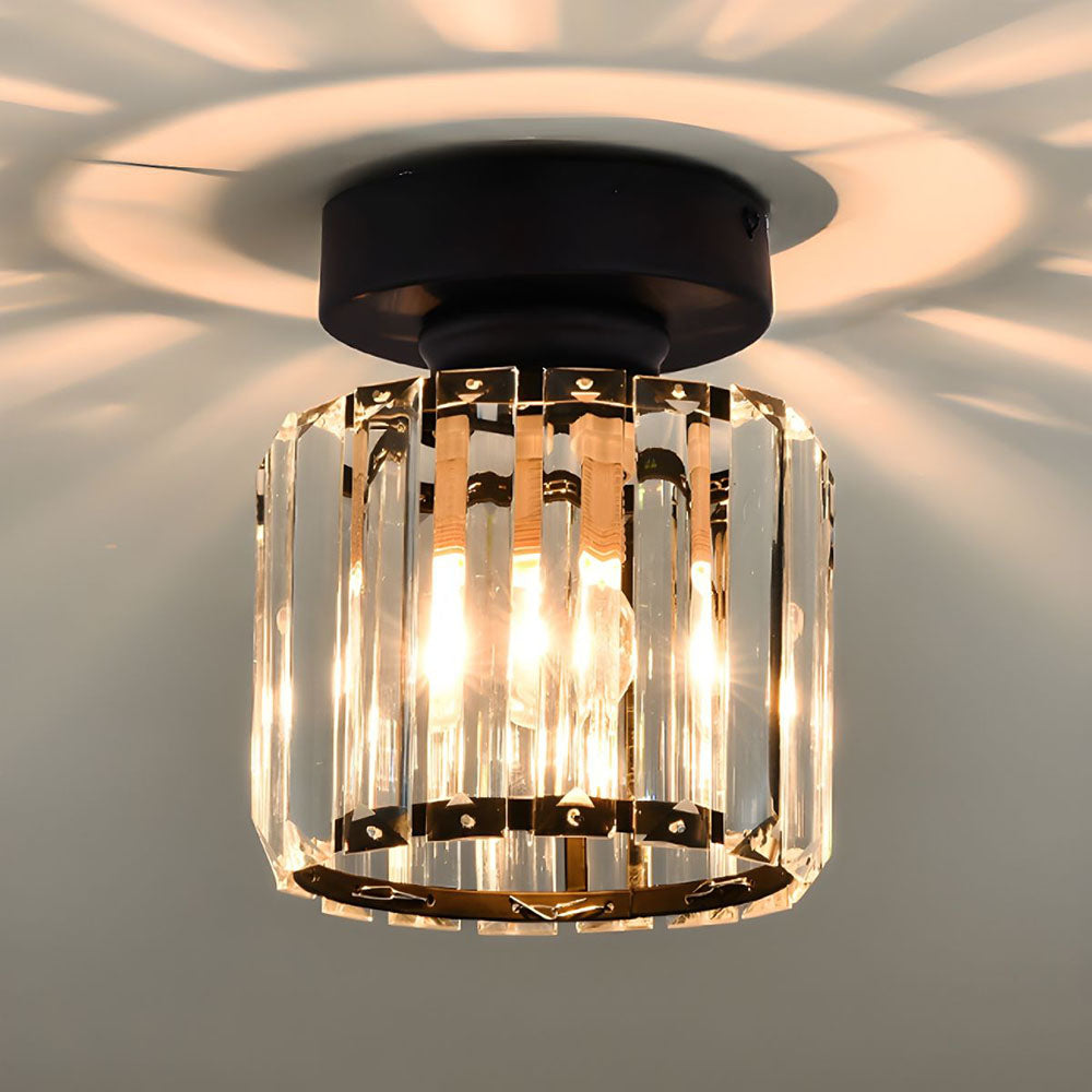 Crystal Flush Ceiling Light | Modern Square or Round Hallway Light