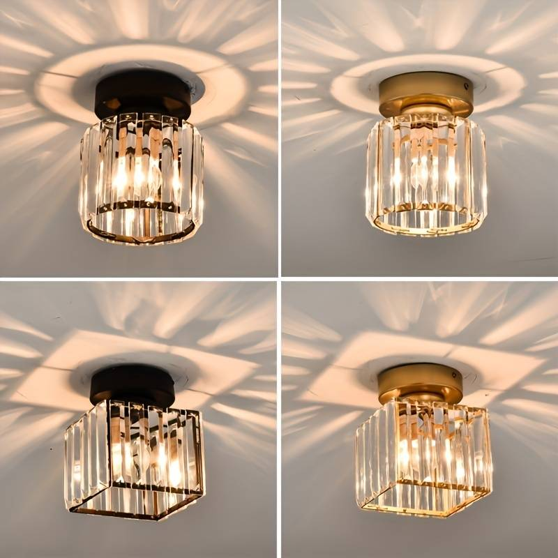 Crystal Flush Ceiling Light | Modern Square or Round Hallway Light
