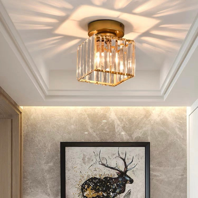 Crystal Flush Ceiling Light in Gold