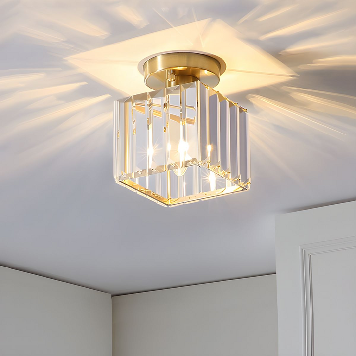 Crystal Flush Ceiling Light in Gold