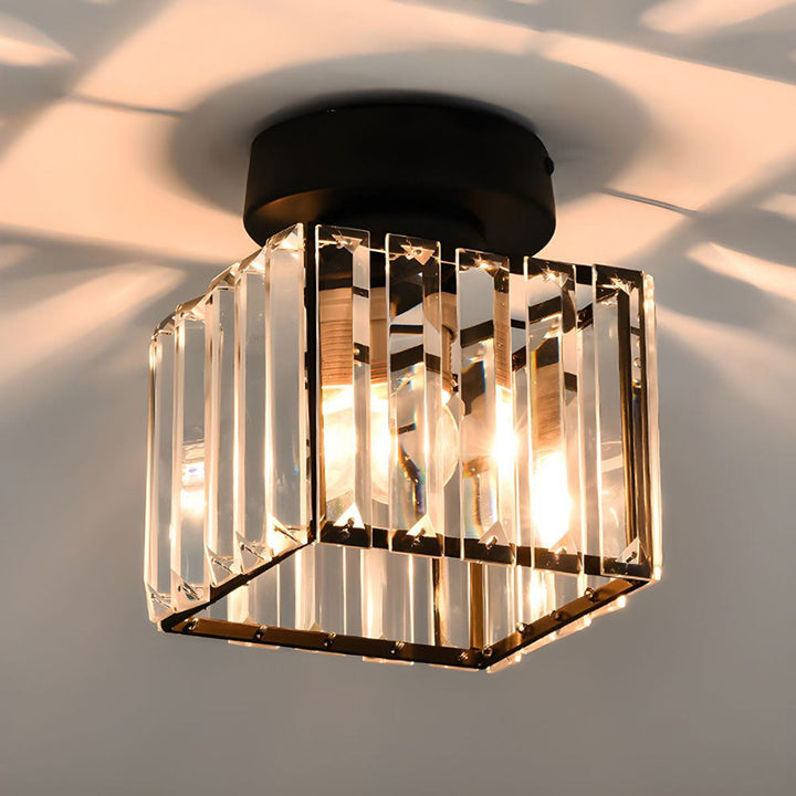 Crystal Flush Ceiling Light in Black