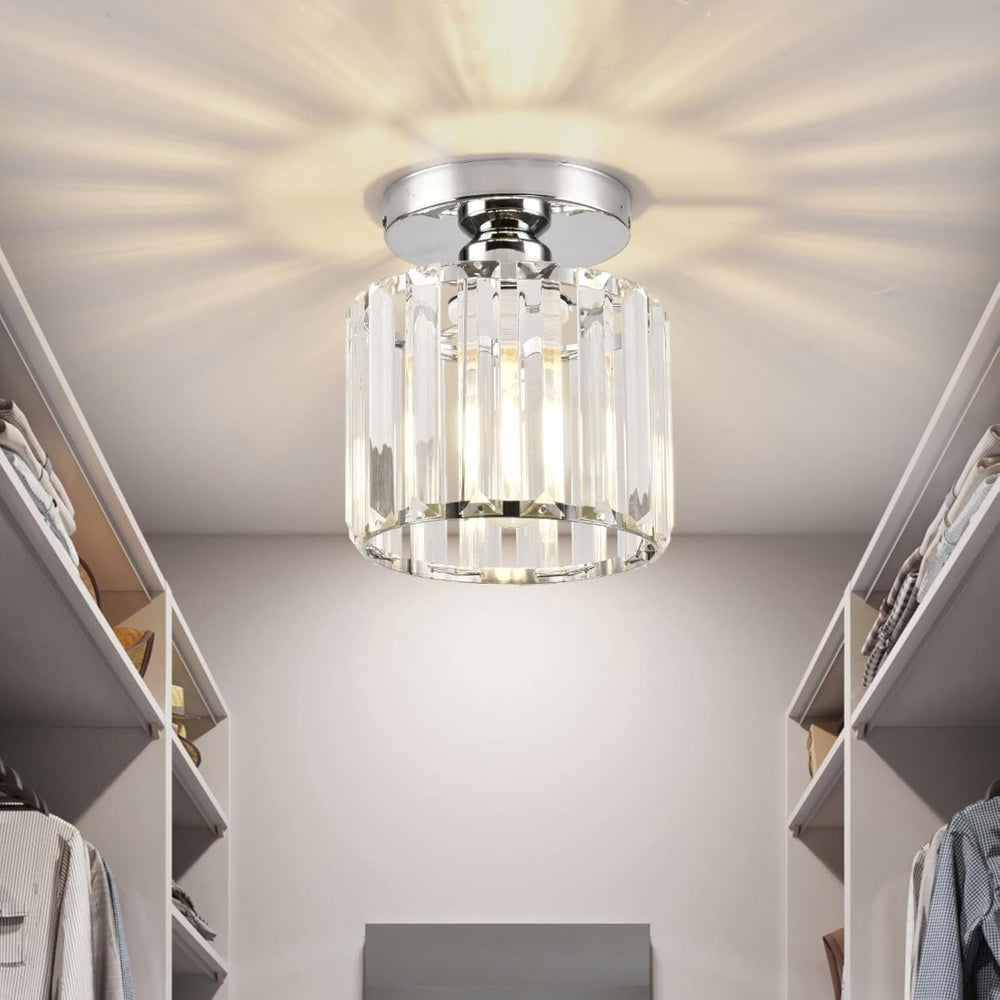 Crystal Flush Ceiling Light in Silver