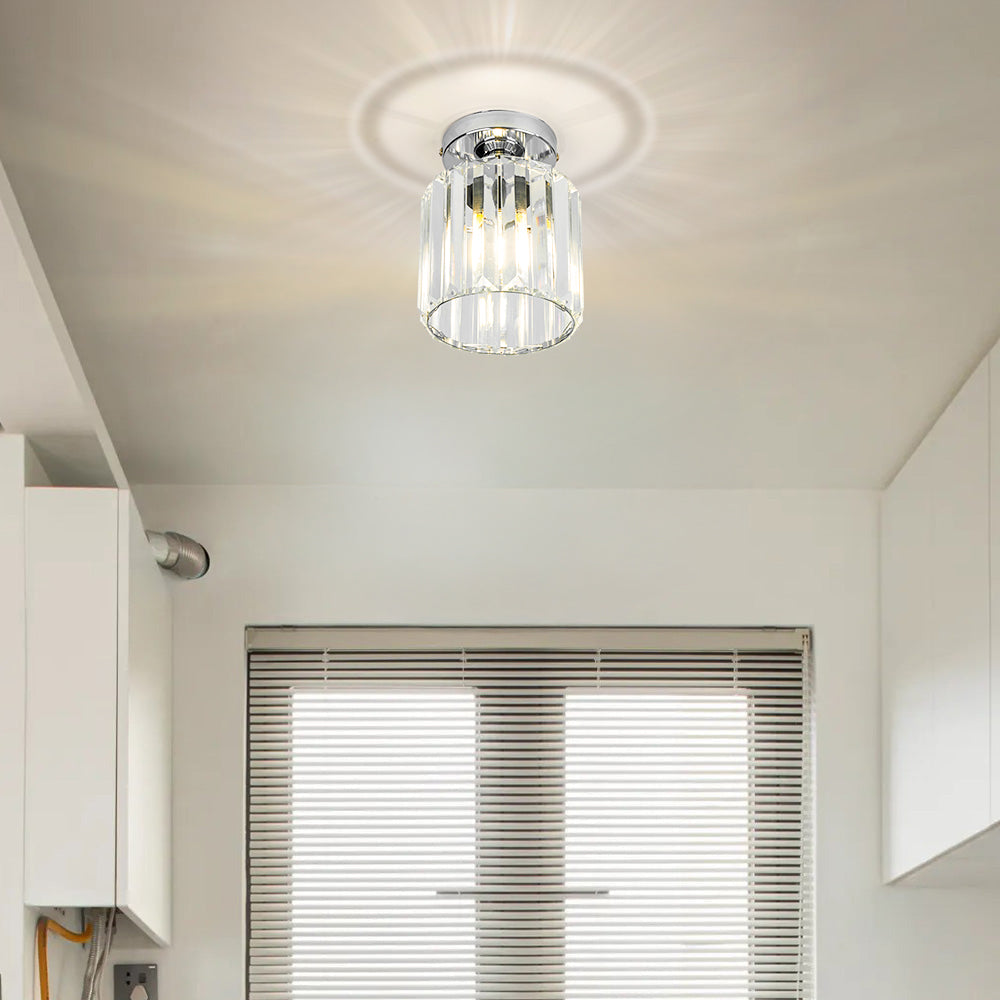 Crystal Flush Ceiling Light | Modern Square or Round Hallway Light