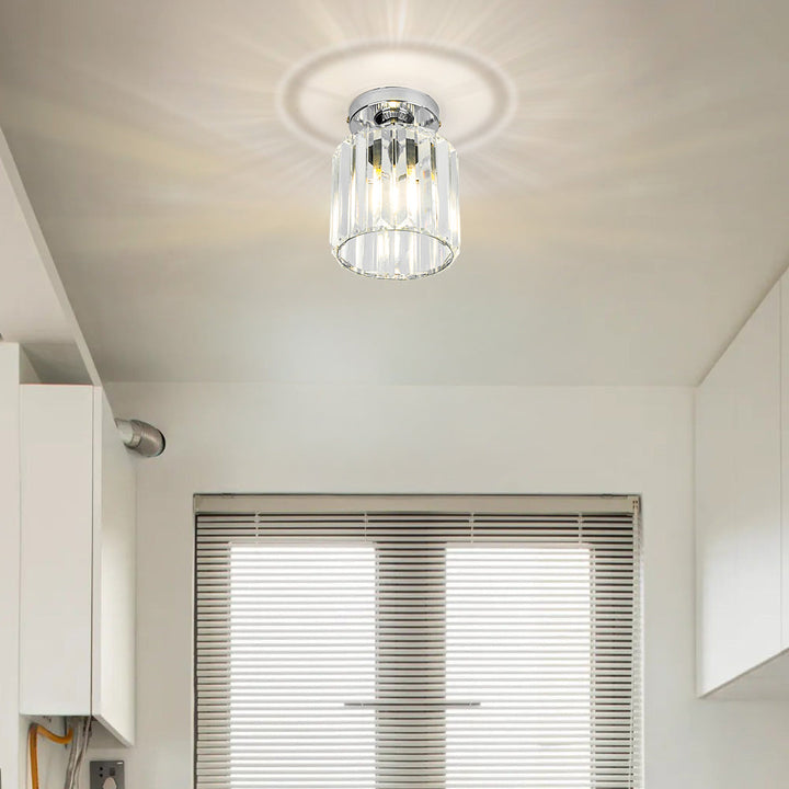 Crystal Flush Ceiling Light | Modern Square or Round Hallway Light