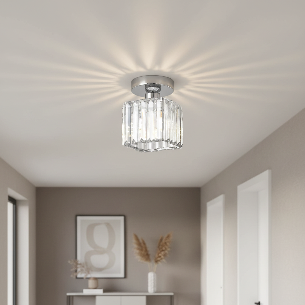 Crystal Flush Ceiling Light in Silver