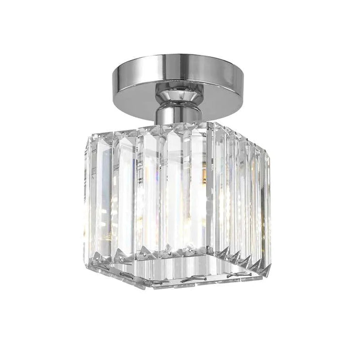 Crystal Flush Ceiling Light | Modern Square or Round Hallway Light