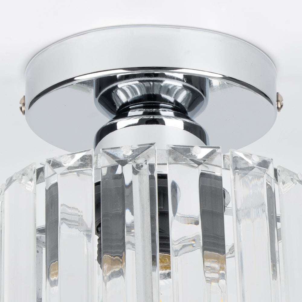 Crystal Flush Ceiling Light | Modern Square or Round Hallway Light