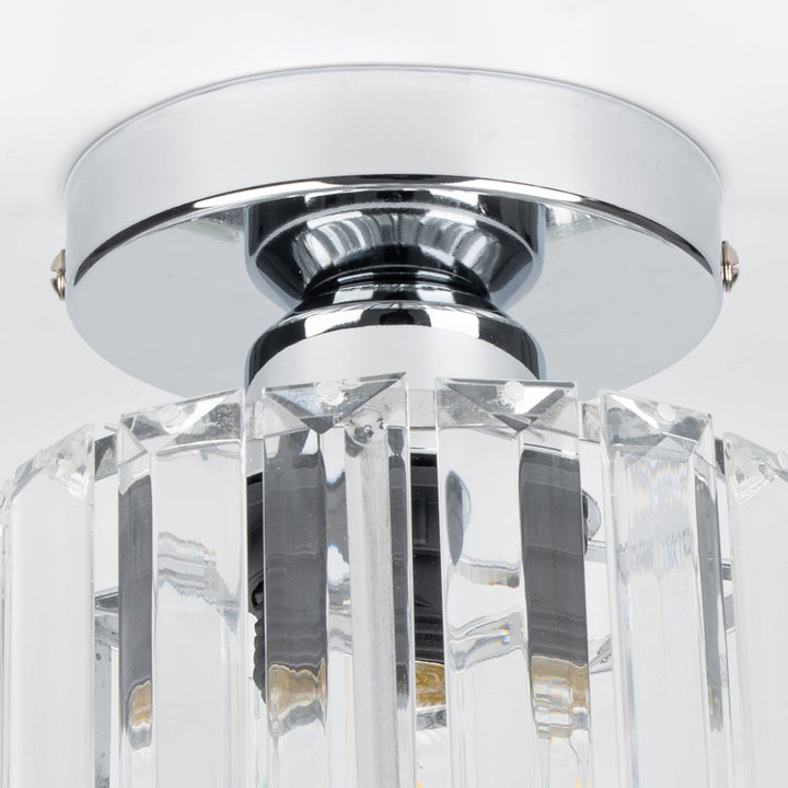 Crystal Flush Ceiling Light | Modern Square or Round Hallway Light
