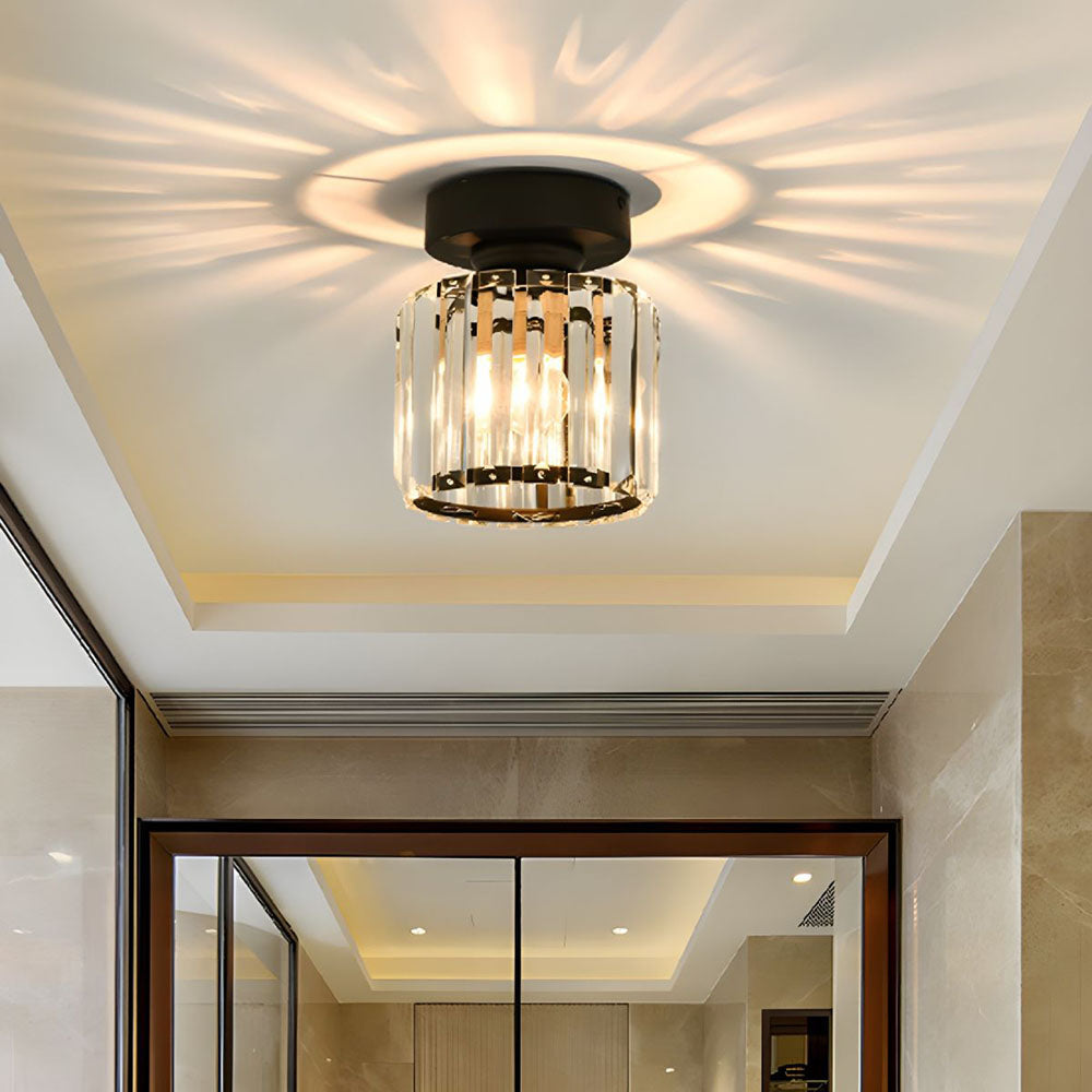 Crystal Flush Ceiling Light in Black