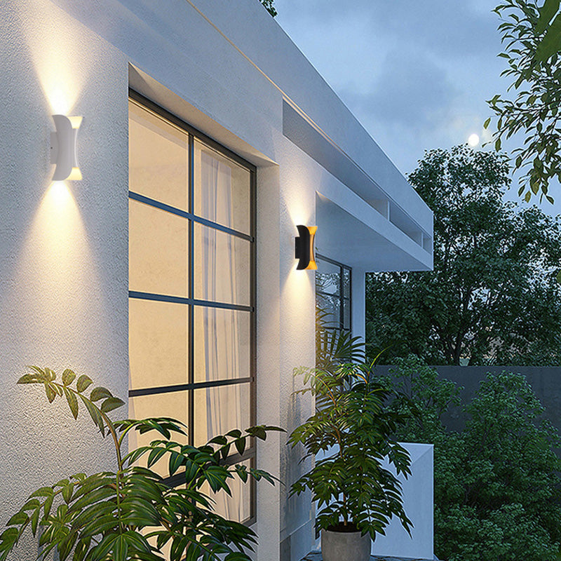 Curved Up Down Outdoor Wall Light | Modern IP65 LED Garden Wall Light