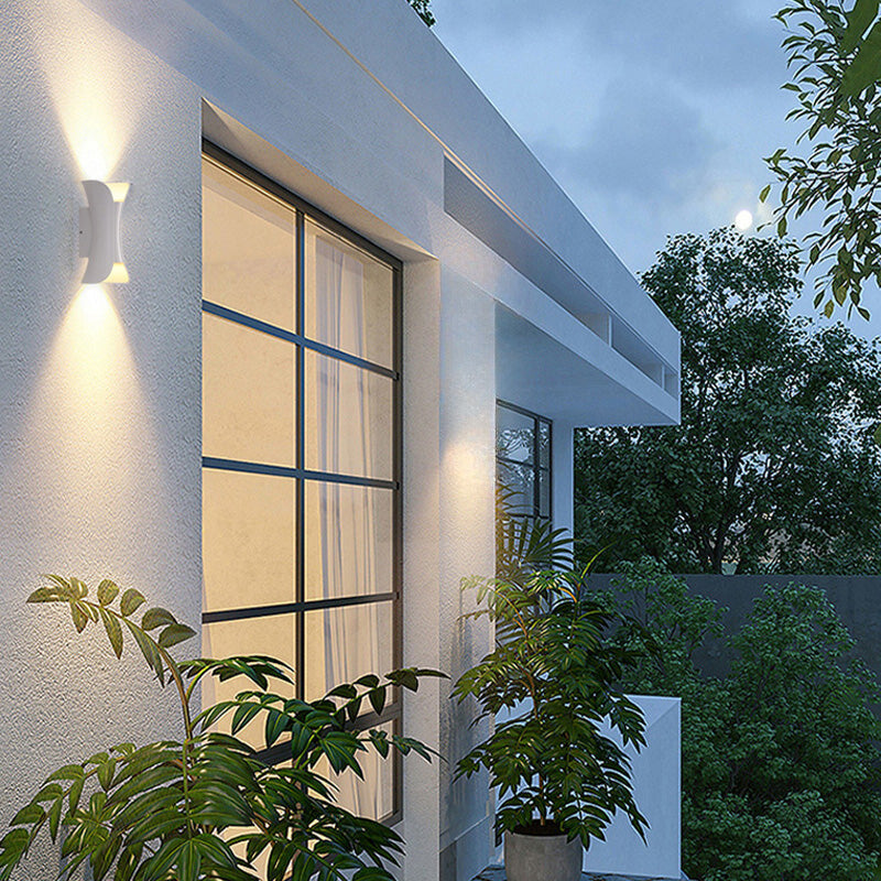 Curved Up Down Outdoor Wall Light in White
