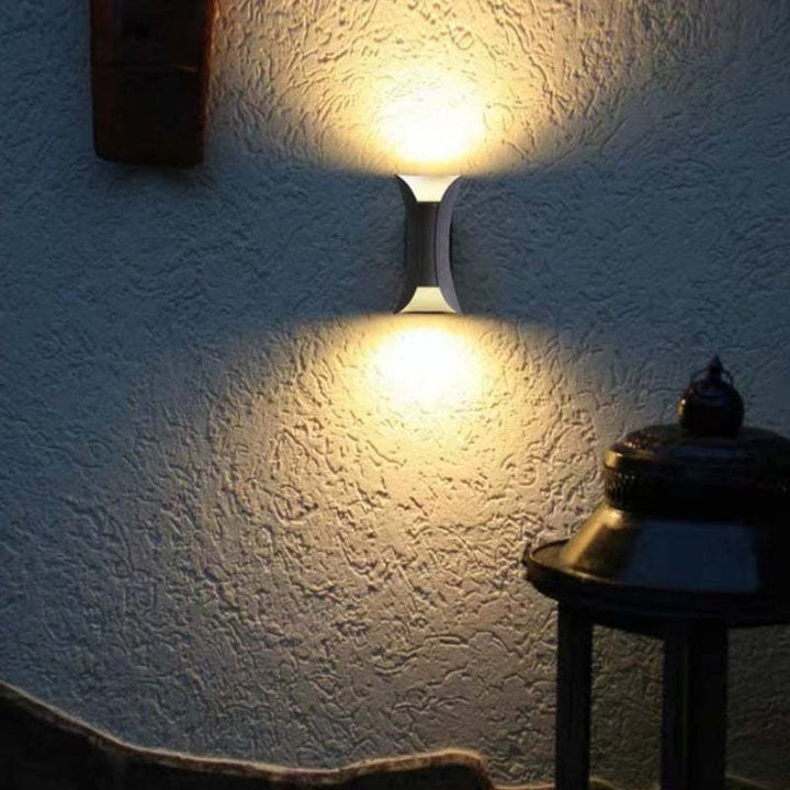 Curved Up Down Outdoor Wall Light | Modern IP65 LED Garden Wall Light