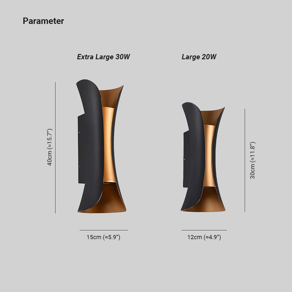 Curved Up Down Outdoor Wall Light | Modern IP65 LED Garden Wall Light