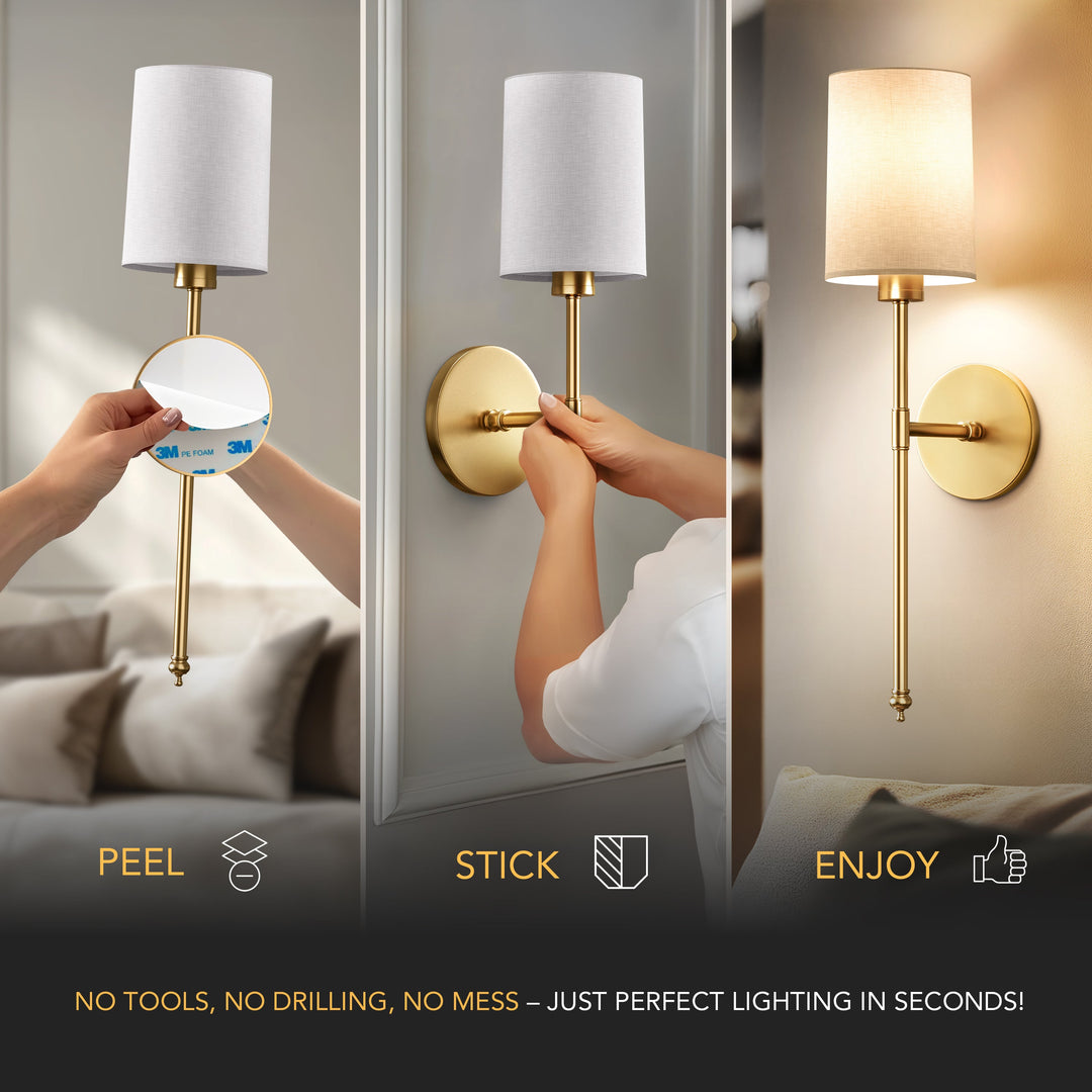 Cylinder Shade Wall Sconce | Slim Wireless Stick-On Wall Lights