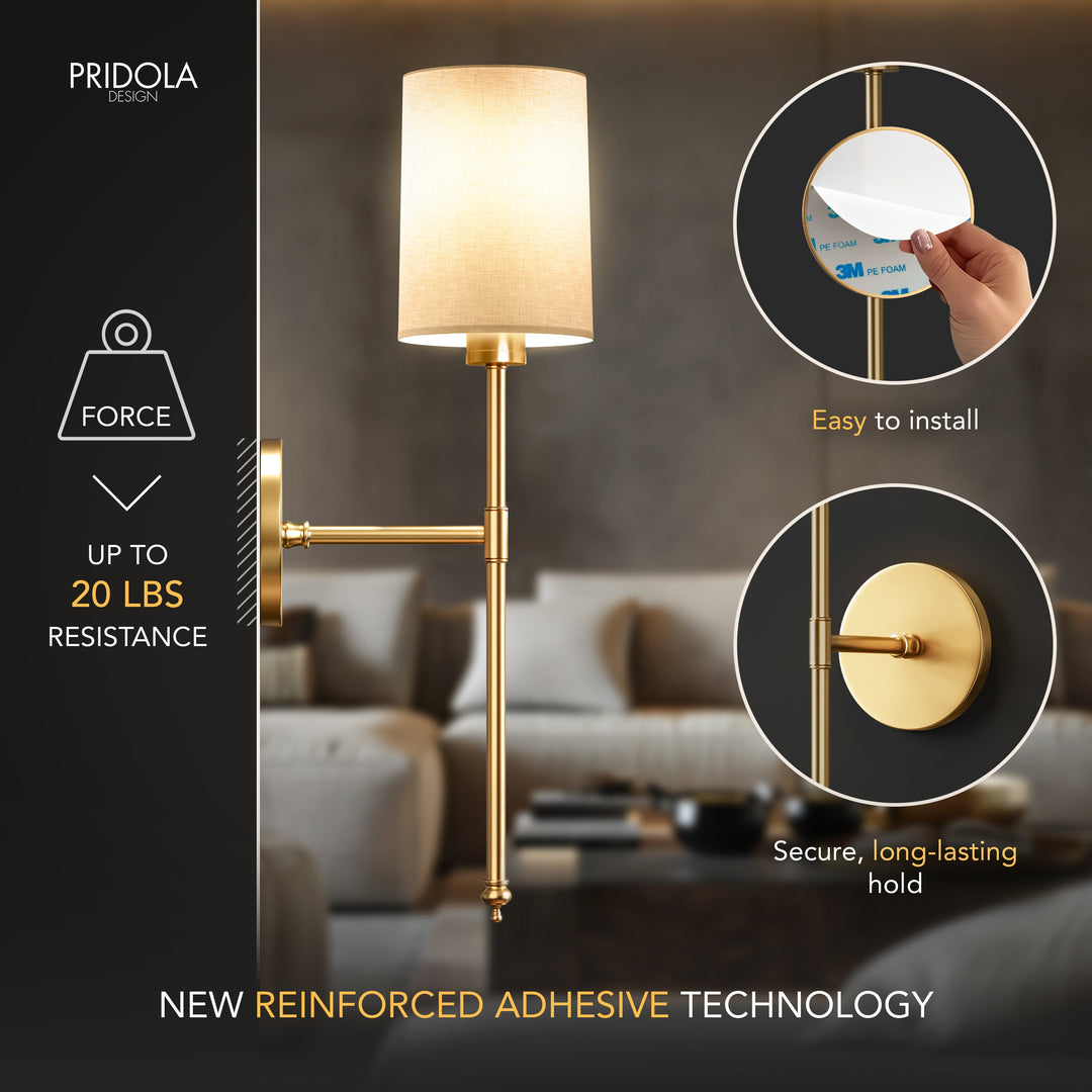 Cylinder Shade Wall Sconce | Slim Wireless Stick-On Wall Lights