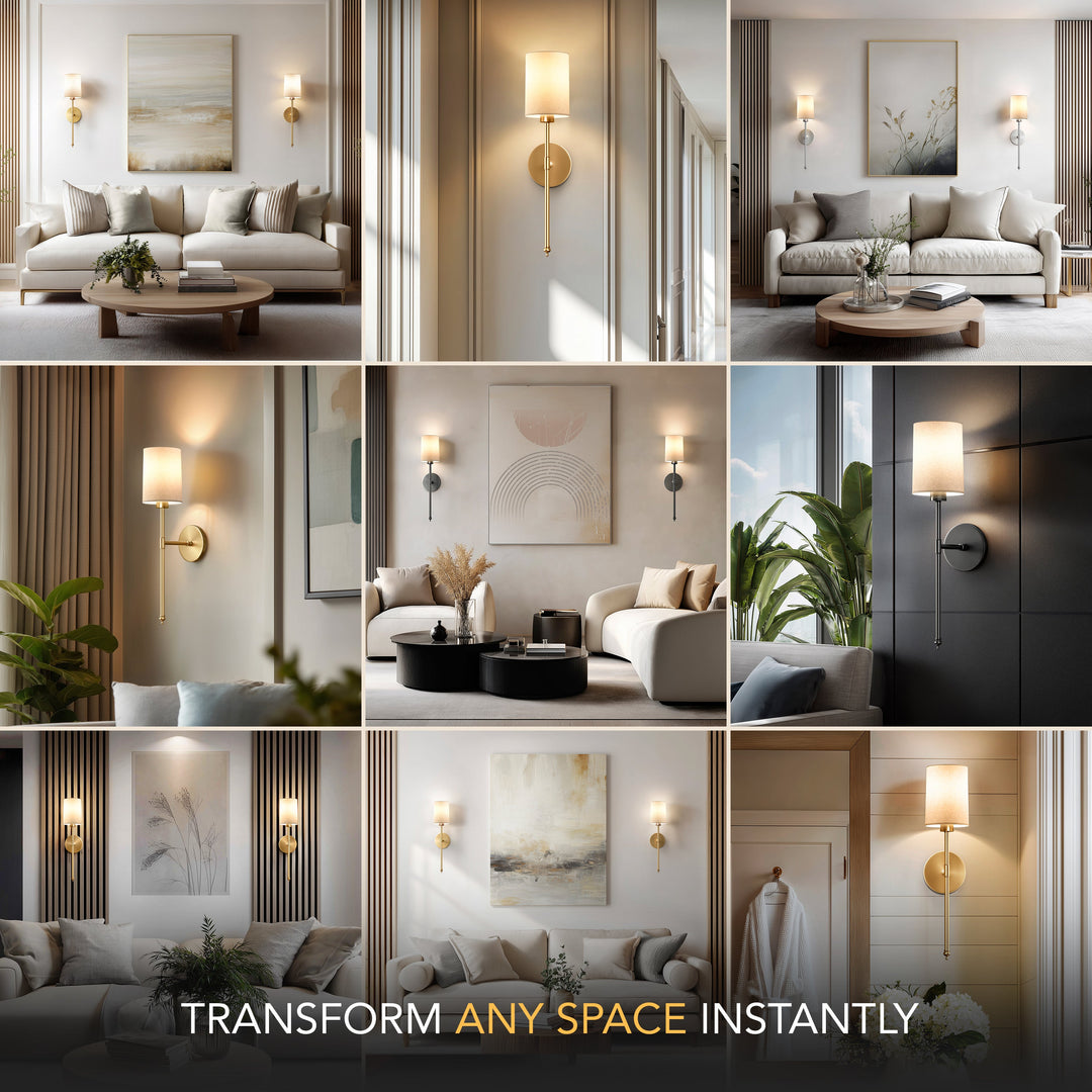 Cylinder Shade Wall Sconce | Slim Wireless Stick-On Wall Lights