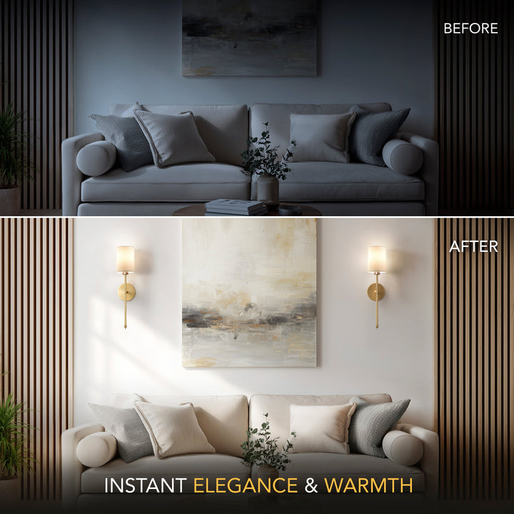 Cylinder Shade Wall Sconce | Slim Wireless Stick-On Wall Lights