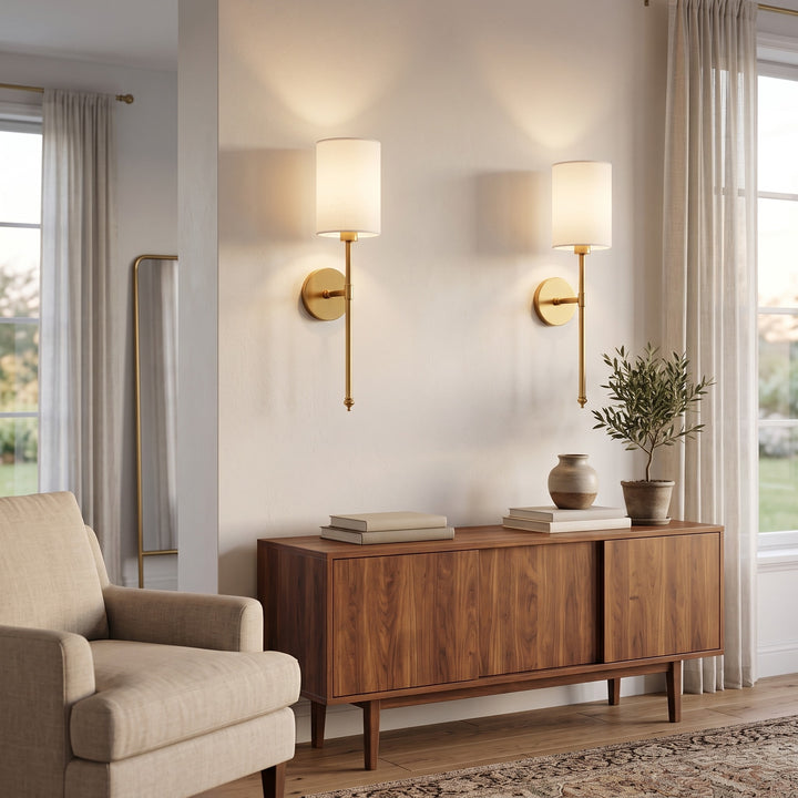 Cylinder Shade Wall Sconce styled in a home interior