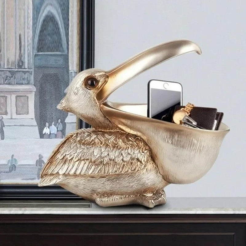 Decorative Pelican Bowl - Resin Sculpture with Storage