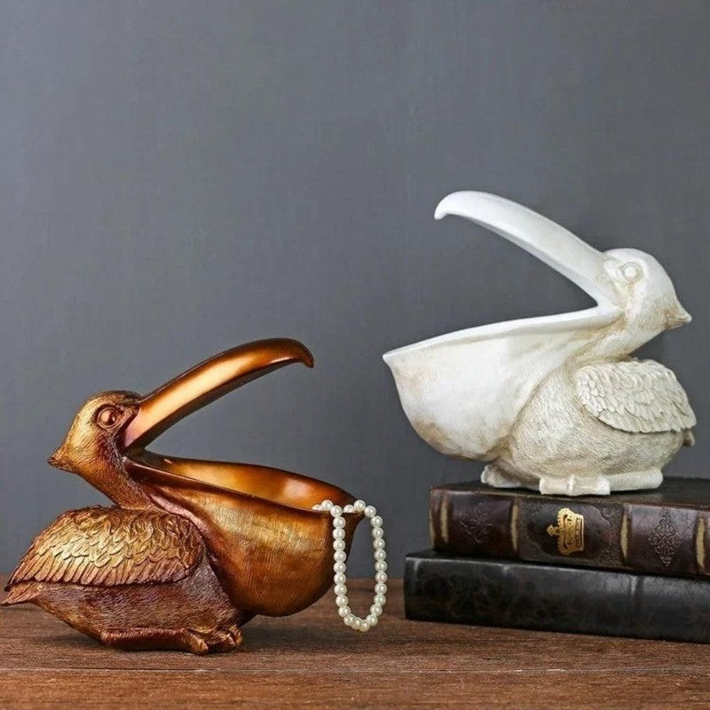 Decorative Pelican Bowl - Resin Sculpture with Storage