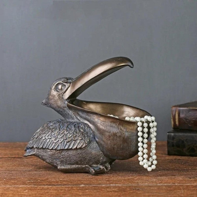 Decorative Pelican Bowl - Resin Sculpture with Storage
