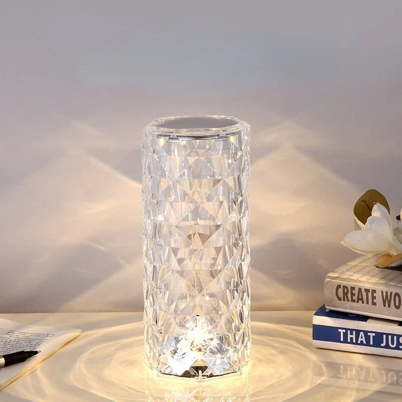 Diamond-Cut Crystal Table Lamp | Cordless Shimmering Mood Lamp
