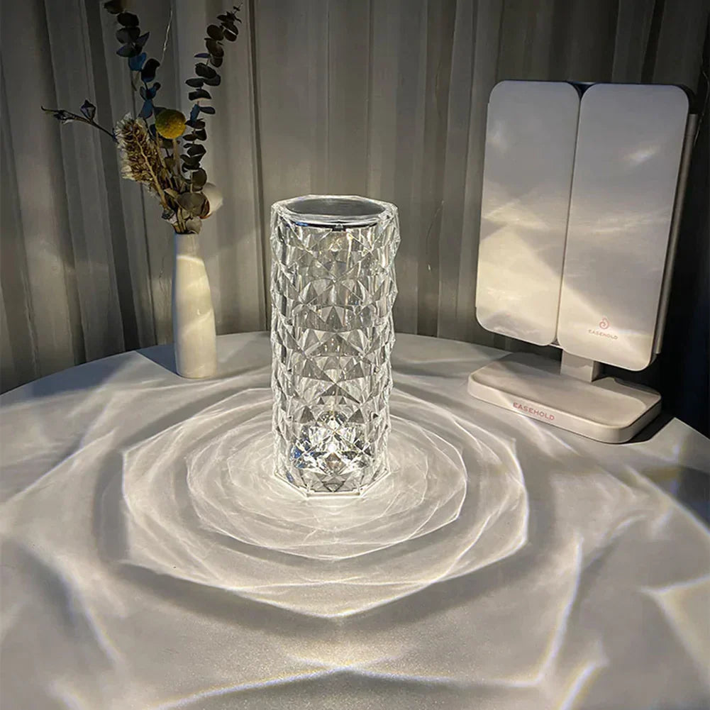 Diamond-Cut Crystal Table Lamp | Cordless Shimmering Mood Lamp