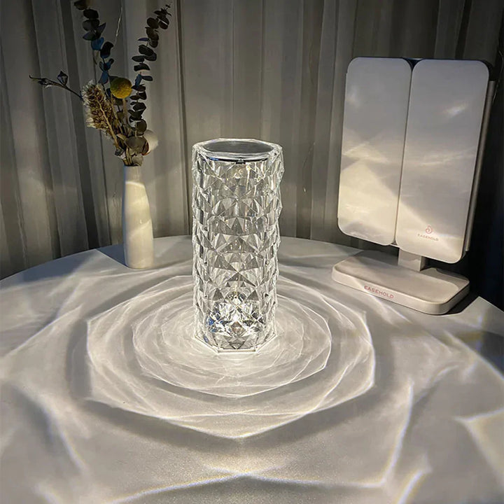 Diamond-Cut Crystal Table Lamp | Cordless Shimmering Mood Lamp