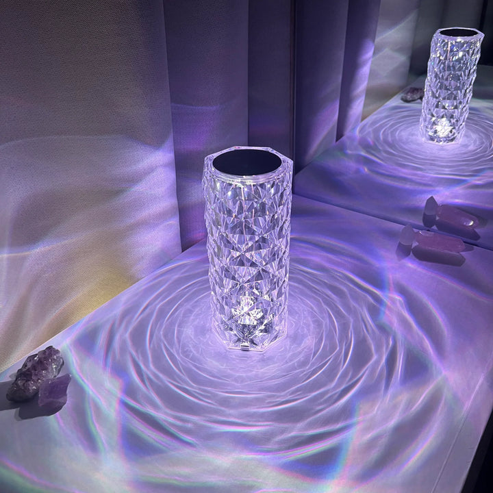 Diamond-Cut Crystal Table Lamp | Cordless Shimmering Mood Lamp