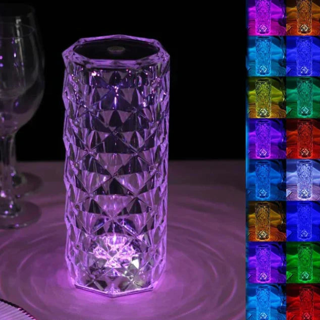 Diamond-Cut Crystal Table Lamp | Cordless Shimmering Mood Lamp