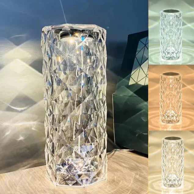 Diamond-Cut Crystal Table Lamp | Cordless Shimmering Mood Lamp